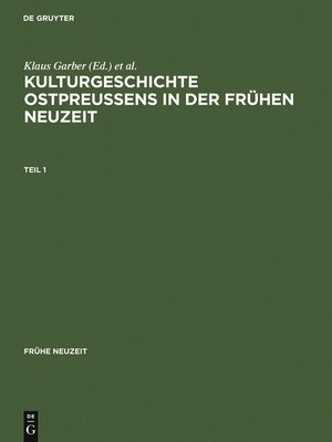 cover image of Kulturgeschichte Ostpreussens in der Frühen Neuzeit